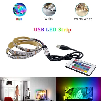 1 M~5 M LED şerit ışık USB esnek ışık 60 LEDs / m odası dekor DC5V TV arka plan SMD 2835 kızılötesi uzaktan ev yatak odası dekorasyon