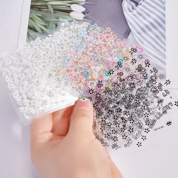 1 Takım 24/30 Sayfalık Rastgele Nail Art Sticker Şeffaf Alt Çiçek Kelebek Seti 3D Tırnak Çıkartmalar DIY Kendinden Yapışkanlı Tırnak Kaymak