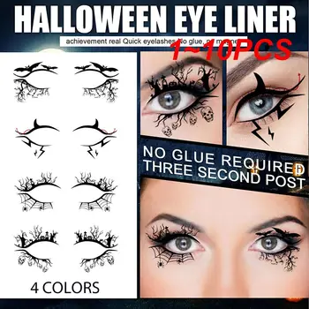 1 ~ 10 ADET Eyeliner Sticker Göz Dövme Su Geçirmez Tek Kullanımlık Göz Farı Eyeliner Yüz Yarasa Sticker Cadılar Bayramı Dekorasyon Makyaj