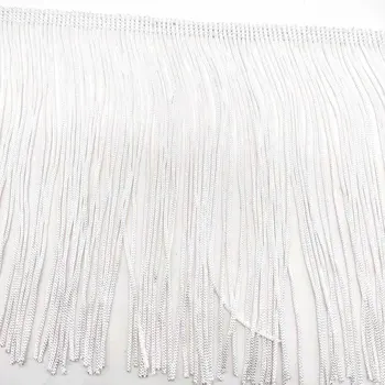 10 metre Beyaz 15cm Uzun Saçak Dantel Püskül Polyester Dantel Trim Şerit Dikmek Latin Elbise Sahne Konfeksiyon Perde DIY Aksesuarları