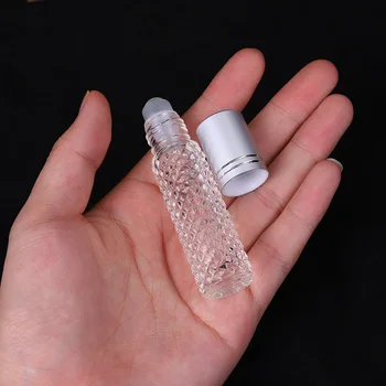 10ml kaymaz Rulo Topu Parfüm Şişesi Cam Silindir Şişe Sızdırmaz Rulo masaj şişesi Doldurulabilir Şeffaf Şişe