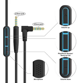 2.5 mm için 3.5 mm Ses Kablosu Bose QC25 35/OE 2/OE 2i/AE2Quiet Konfor Kulaklık Kablosu Mikrofon Kablosu İle İphone Android için