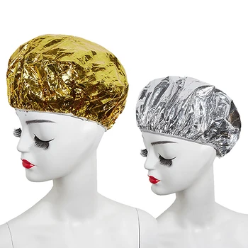 2 adet Bayanlar Duş Saç Boyama Kapağı ısı yalıtımı Alüminyum Folyo Kullanımlık Şapka Streç Duş Başlığı Kuaför Saç Boyama Araçları