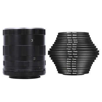 3 Adım Makro Uzatma Halkası Tüp Tüm Nikon Dslr Slr İngiltere Yerel Nakliye ve 18 Adet Lens Filtre Halkası Adaptörü Adım Yukarı Aşağı 37-82Mm