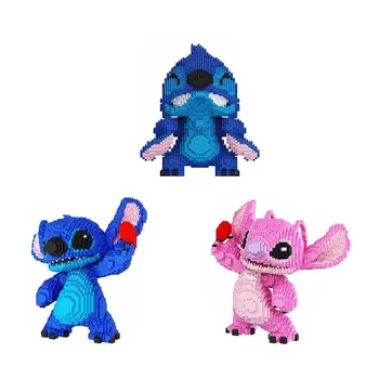 3000 Adet + Disney Dikiş Elmas Yapı Taşı DIY Lilo ve Stitch Şekil Sevimli 3D Modeli Çocuklar için Mini Tuğla Oyuncaklar Hediye