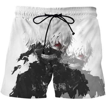 3D Baskı Tokyo Ghoul Grafik Şort Pantolon Erkekler Yaz Rahat plaj şortu homme Yüzmek Mayo Mayo homme 2023 ropa Kurulu Şort