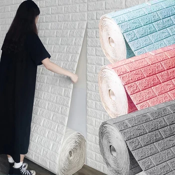 3D Sürekli Tuğla duvar çıkartmaları Kendinden yapışkanlı Duvar Kağıdı Su Geçirmez Etiket diy ev dekoru Sticker Köpük Duvar Kağıdı Duvar Çıkartmaları