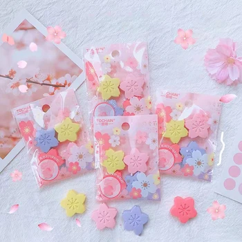 4 adet Romantik Sakura Silgi Sevimli Düzeltme Araçları Kawaii Kauçuk Kalem Silgi Çocuklar için Ofis Malzemeleri Kore Kırtasiye