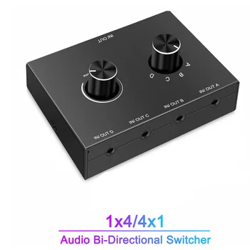 4x1 / 1x4 3.5 mm Jack Stereo ses değiştirici Splitter 4 Port 4 Yollu ses dağıtıcı kablosu Anahtarı Switcher Hoparlör Kulaklık Aksesuarları