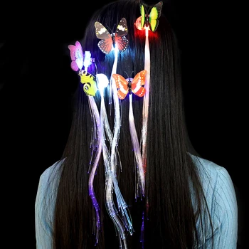 5 adet Glow Saç Örgü LED Işıklı Çiçek saç tokası Light Up Kelebek saç tokası Bar Parti Dekorasyon Malzemeleri Oyuncak Karanlıkta Glow