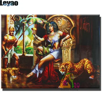 5d diy Elmas boyama Mısır Kleopatra ve Leopar boya elmas resim nakış tam kare yuvarlak matkap mozaik dekor
