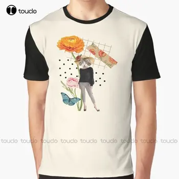 Aşkın Blooms-Kedi Kelebekler Çiçekler grafikli tişört Dijital Baskı Tee Gömlek Streetwear Xxs-5Xl Yeni Popüler Unisex