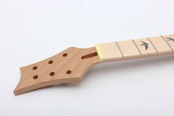 Bitmemiş Elektrik Gitar Boyun 22 Fret 24.75 İnç Akçaağaç Kuş Kakma İnce Gitar Parçaları Tarzı ile Eğim Açısı Yüksek Kaliteli