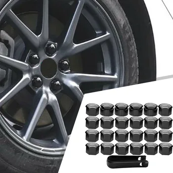 BMW İçin Opel için Siyah Tekerlek Somunu Kapağı Araba Tekerleği İçin Uygun 17MM / 0.66 in Cıvata Veya Somun W / Temizleme Aracı 24 Adet