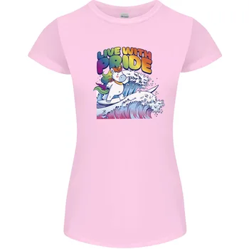 Canlı Gurur Unicorn Eşcinsel Gurur Farkındalık LGBT Bayan Petite Kesim T-Shirt uzun kollu