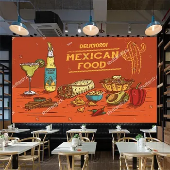 El-boya Tavuk Rulo Salata Fast Food Restoran Endüstriyel Dekor 3D Duvar Kağıdı Snack Bar Duvar Kağıtları Papel De Parede