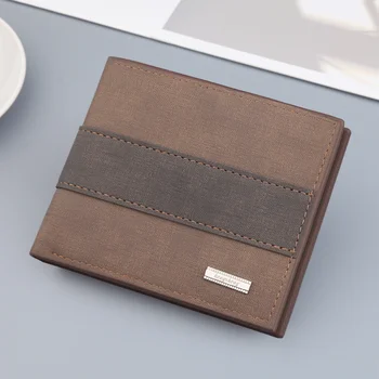 Erkek cüzdan küçük cüzdan Retro fermuarlı çanta yatay tarzı rahat buzlu çoklu kart küçük para klip