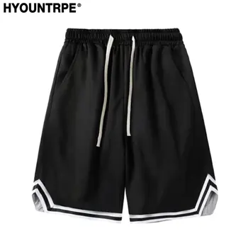 Erkek Hip Hop Gevşek Şort Rahat İpli Elastik Bel kısa pantolon Harajuku Streetwear basketbol şortu Spor Joggers