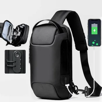 Erkek Su Geçirmez USB Oxford Crossbody Çanta Anti-hırsızlık Omuz tek kollu çanta Çok Fonksiyonlu Kısa Seyahat Messenger Göğüs Paketi Erkek
