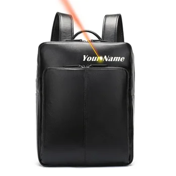 erkek sırt çantası hakiki deri çanta erkekler için moda tasarımcı lüks marka okul çantası 14 inç laptop için öğrenci sırt çantası