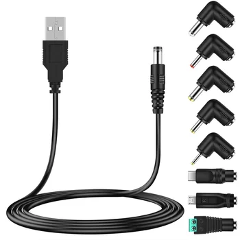 Evrensel 5V USB Güç Kablosu, Android Telefonlar, Tablet, Güç Bankası, Oyuncak için 8 Tip Konnektörlü USB'den Dc'ye Güç Kablosu