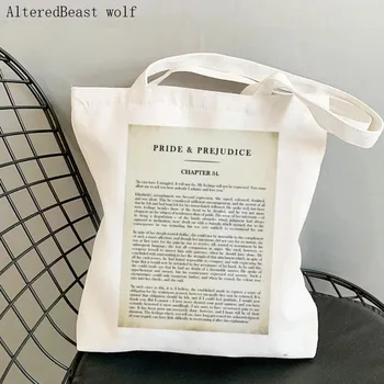 Gurur Önyargı Jane Austen Harajuku Çanta kadın alışveriş çantası Kanvas alışveriş Çantası kız çanta Tote Çanta Omuz Bayan Çantası