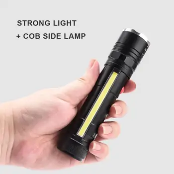 Güçlü LED el feneri COB çalışma lambası Mıknatıs ile USB Taktik 4 Modları Su Geçirmez Balıkçılık Fener 18650 Yakınlaştırma Lambası