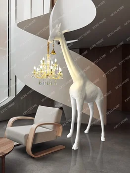 Hayvan Heykel Zürafa Zemin Lambası Yaratıcı Sergi Salonu dekorasyon zemini Lambası