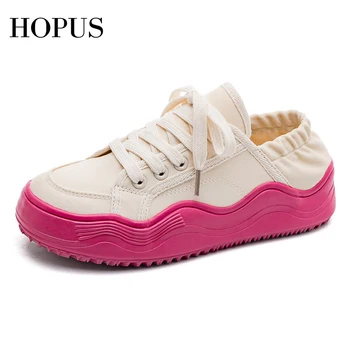 HOPUS kanvas ayakkabılar Kadınlar İçin Yaz 2023 Yeni Trend Renkli Sneakers Kız Nefes Rahat Kore Tarzı Slip-on vulkanize ayakkabı