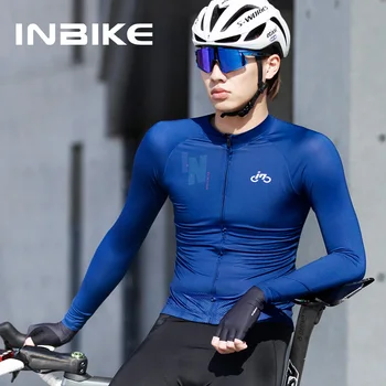 INBIKE MTB Bisiklet Jersey Uzun Kollu Erkekler için Bisiklet Giyim Bisiklet erkek Bisiklet Gömlek Yol Dağ Tam Fermuar ile 3 cepler