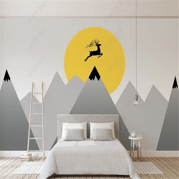 Iskandinav minimalist Duvar Kağıdı Oturma odası yatak odası için alp geyik TV arka plan duvar kağıdı Ev Dekor papel de parede 3d