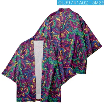 Japon Streetwear Adam Yukata Samurai Kimono Baskı Gömlek Giyim Geleneksel Haori Kimono Kadın Harajuku Hırka