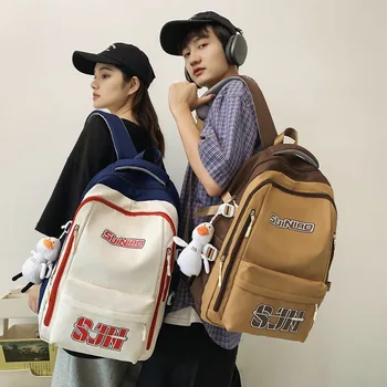 Japon Tiki Tarzı Sırt Çantası Kadın Ins Tüm Maç Okul Mektup Sırt Çantaları Çift Harajuku Rahat Büyük Kapasiteli Basit Sırt Çantası