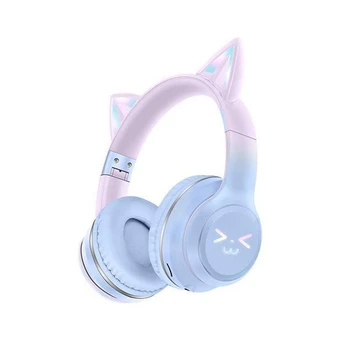 Kablosuz kulaklıklar RGB Sevimli Kediler Kız Çocuk Hediye Kulaklık Müzik oyun kulaklıkları Mikrofon İle Bir