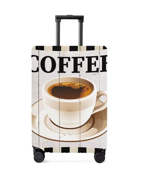 Kahve Retro Ahşap Tahıl Ekose Seyahat Bagaj Koruyucu Kapak Seyahat Aksesuarları Bavul Elastik Toz Durumda Kol Korumak