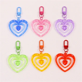 Kalpten Kalbe çanta anahtarlığı Kolye Tarzı Renkli İçi Boş Kalp cep telefonu takısı Süsler Tatlı Anahtarlık Hediye