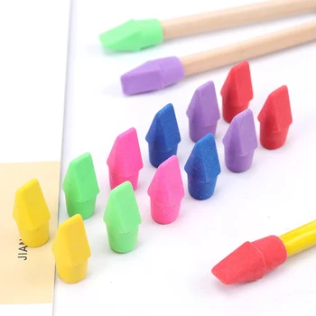 Kapaklar Şekli Renkli çocuklar için Silgi Çeşitli Renkler Kalem Üst Silgi Öğrenci Boyama Düzeltme Malzemeleri Kırtasiye