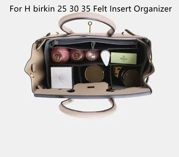 Keçe Kumaş Ekle çanta düzenleyici için Birkins Çantası 25 30 35 çanta düzenleyici Kadın Seyahat Taşınabilir Kozmetik Çanta İçinde