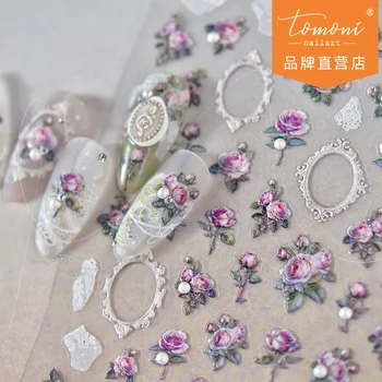 Kristal elmas tırnak süsü Etiket Mo Shi Kooperatif Japon Sevimli Tırnak Etiket Gül