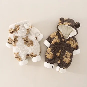 Kış Sonbahar Erkek Bebek Romper Bebek Kız Giysileri Yenidoğan Kore Versiyonu Karikatür Bebek Tulum Polar ropa bebe 아기옷