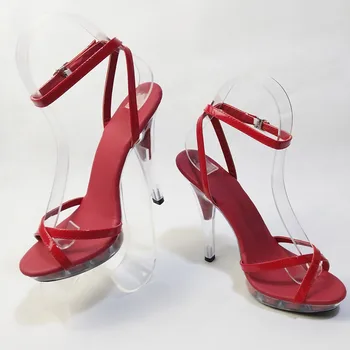 LAIJIANJINXIA Yeni 13 CM / 5 inç PU Üst Modeli Seksi Egzotik Yüksek Topuk Platformu Parti Kadın Sandalet Kutup Dans Ayakkabıları N048