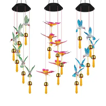 Led rüzgar çanları güneş yaratıcı renk değiştirme rüzgar Ahenge dekoratif ışık Hummingbird kelebek asılı dekorlar ev dekor için