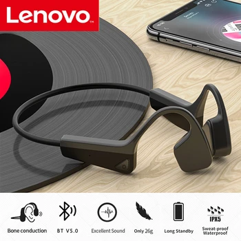 Lenovo Kemik İletim Taşınabilir Spor Kulaklıklar Kablosuz Kulaklık Bluetooth Uyumlu Kulaklık Mikrofon İle Eller Serbest