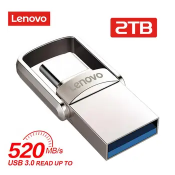 Lenovo Usb 3.0 2TB Flash sürücü Yüksek Hızlı Pendrive 128GB 256GB 512GB 1TB Tip-c U Sopa Su Geçirmez OTG Flash Dizüstü Bilgisayar / Masa