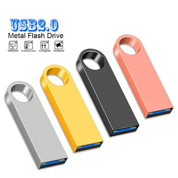 Mini Metal Flash Disk 128 GB 64 GB 32 GB Taşınabilir Memory Stick Pendrive Gümüş Gri Yaratıcı Su Geçirmez USB2. 0 Sürücü