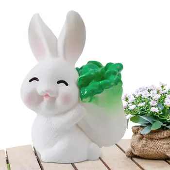 Mini Tavşan Minyatür Süs Reçine Mini Tavşan Sevimli Hayvanlar Figürler Dekoratif Figürler Hayvan Modeli Süs Arabalar İçin