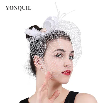 Moda Düğün Fascinator Bayan Yay Şapkalar Hairband Veils Gelin saç aksesuarları Sinamay Headdress Kadınlar Kraliyet Saç Klipleri