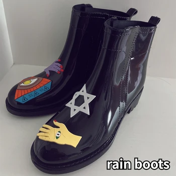 Moda El-boyalı kadın yağmur çizmeleri yağmur çizmeleri Su Geçirmez kauçuk ayakkabı Yetişkin kaymaz Düşük tüp Yağmurlu Hava su ayakkabısı