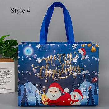 Noel hediyesi Alışveriş Çantaları Santa Kardan Adam Elk Baskı Noel Hediye Paketleme Çantası Dokunmamış Yeni Yıl Ambalaj Dekorasyon Katlanabilir