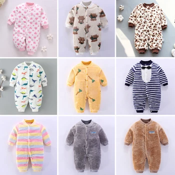 Peluş Elbise Kış Tulum Çocuklar İçin Yenidoğan 0-18M Pazen Kış Bebek Giysileri Erkek Kız Atlama takım elbise Toddler Bebek Pijama